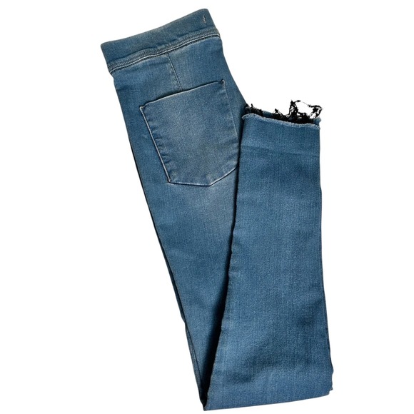 Free People Skinny Jeans Womens 27 Blue High‎ Rise Frayed Hem Pull On Jeggings - Picture 3 of 8